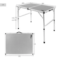 AKTIVE - Table De Camping Pliante, Réglable En 2 Hauteurs, 90x60x40/70 Cm, Gris 12 AKTIVE - Table De Camping Pliante, Réglable En 2 Hauteurs, 90x60x40/70 Cm, Gris -Regatta FR aktive table de camping pliante reglable en 2 hauteurs 90x60x4070 cm gris 3