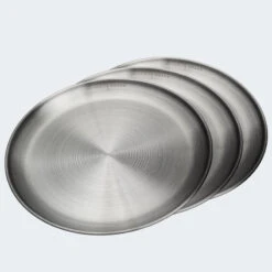 Assiette Plate De Camping | Diamètre Env. 23 Cm | Acier Inox | 3 Assiettes -Regatta FR assiette plate de camping diametre env 23 cm acier inox 3 assiettes 4