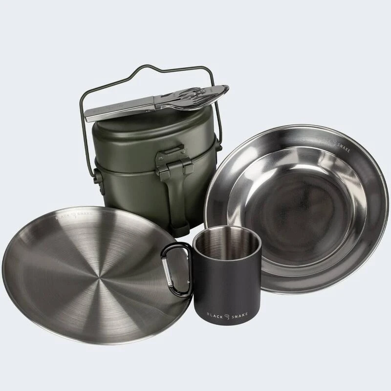 Batterie De Cuisine De Camping, Assiette Plate & Creuse, Couverts Et Tasse Set 4 Batterie De Cuisine De Camping, Assiette Plate & Creuse, Couverts Et Tasse Set – Image 2