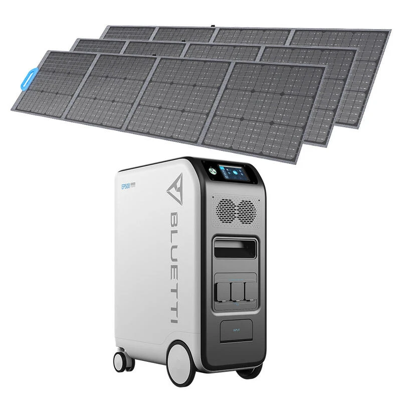 Générateur Solaire BLUETTI EP500Pro Avec 3 Panneaux Solaires PV200 5100Wh 3 Générateur Solaire BLUETTI EP500Pro Avec 3 Panneaux Solaires PV200 5100Wh