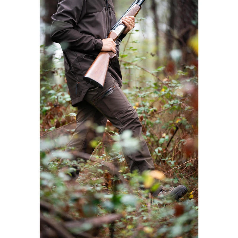 PANTALON Chasse RENFORT MARRON TEMPS SEC 500 4 PANTALON Chasse RENFORT MARRON TEMPS SEC 500 – Image 2