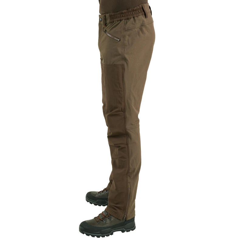 PANTALON Chasse RENFORT MARRON TEMPS SEC 500 6 PANTALON Chasse RENFORT MARRON TEMPS SEC 500 – Image 4