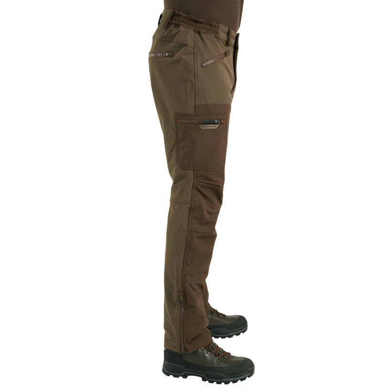 PANTALON Chasse RENFORT MARRON TEMPS SEC 500 7 PANTALON Chasse RENFORT MARRON TEMPS SEC 500 – Image 5