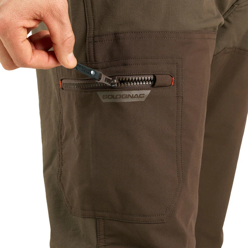 PANTALON Chasse RENFORT MARRON TEMPS SEC 500 9 PANTALON Chasse RENFORT MARRON TEMPS SEC 500 – Image 7