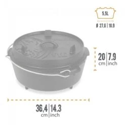 Petromax Dutch Oven FT6-6QT (avec Pieds) Ensemble - Poêle + Conditionneur + -Regatta FR petromax dutch oven ft6 6qt avec pieds ensemble poele conditionneur 2