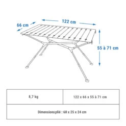 Quechua TABLE DE CAMPING COMPACTE 4/6 PERSONNES - PLATEAU BOIS - POCHE DE RANGEMENT -Regatta FR table de camping compacte 46 personnes plateau bois poche de rangement 1